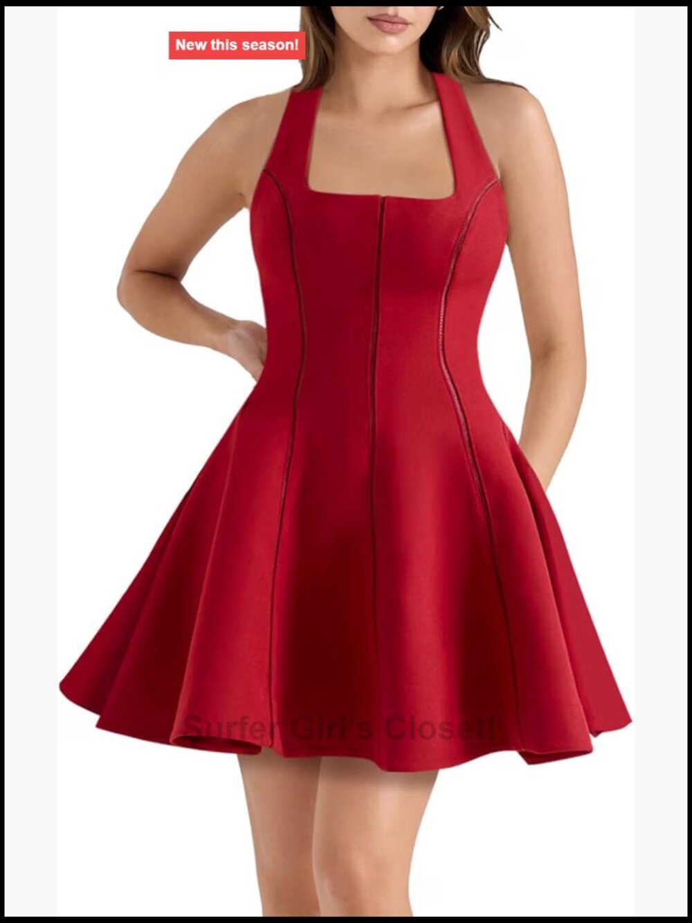 Fit & Flare Mini Dress Sleeveless Halter Bow Knot A-Line Party